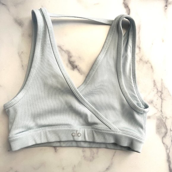 ALO Yoga Light Gray Sports Bra - Picture 3 of 8